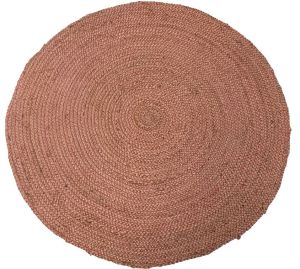 Vloerkleed gevlochten jute pastel roze rond ø120cm