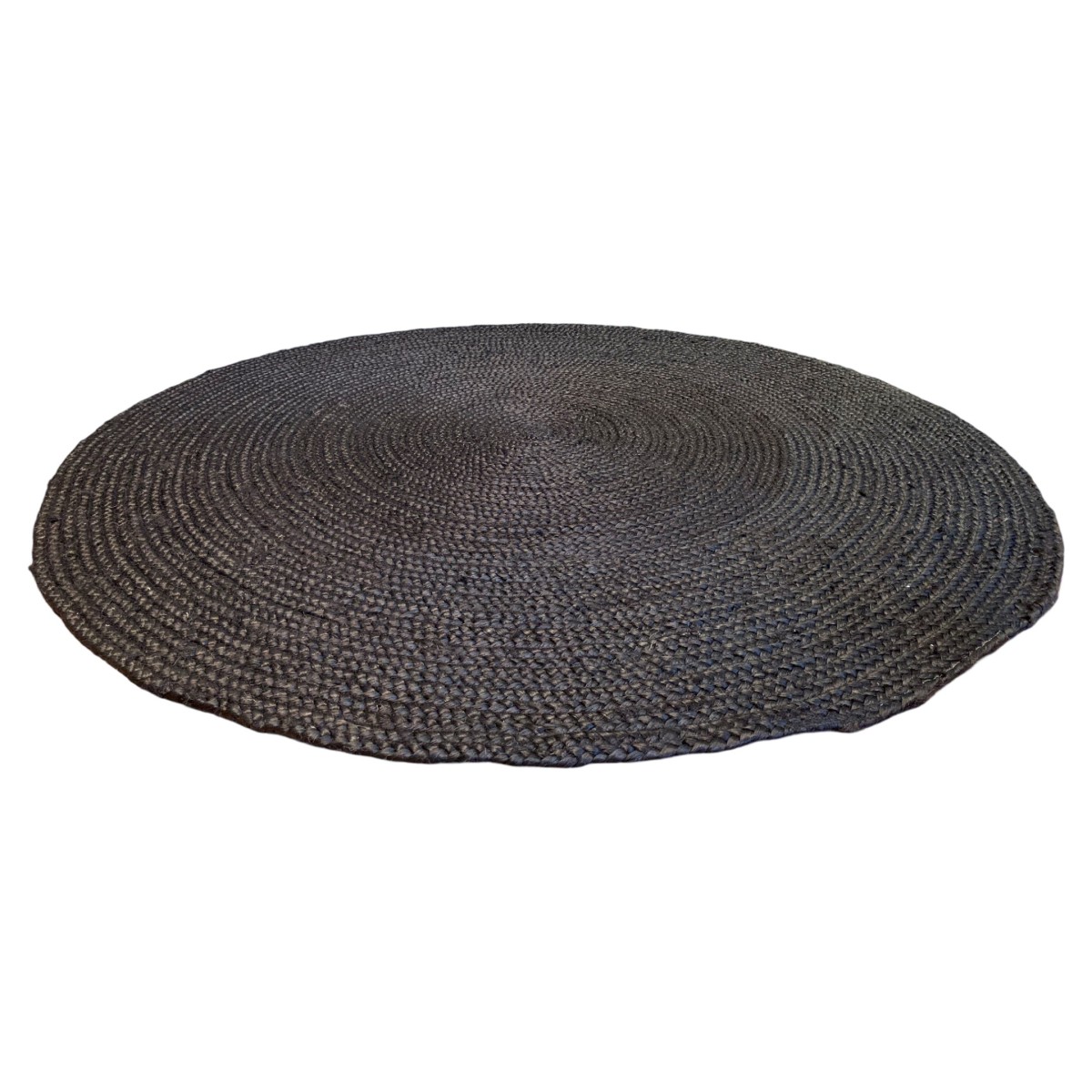 Vloerkleed gevlochten jute zwart rond ø120cm