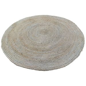 Vloerkleed Jute gevlochten palet aqua hemelsblauw rond 120cm