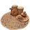 Vloerkleed jute gevlochten rond print Mandala rose goud 120c