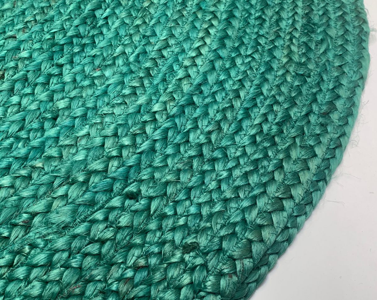 rug jute braided round 120cm emerald green