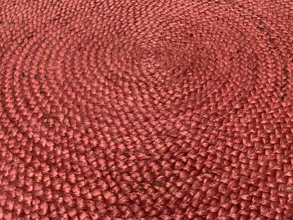 rug jute braided round 120cm marsala