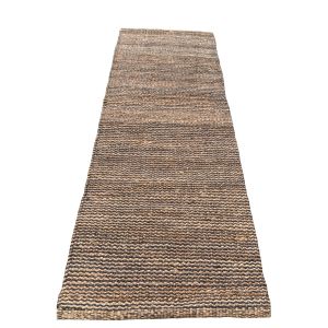 Vloerkleed loper geweven jute wol antraciet 80x240cm
