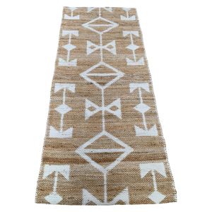 Vloerkleed loper jute wit chenille geweven 80x200cm