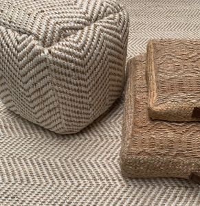 Vloerkleed zeegras naturel cream zigzag 250x350cm