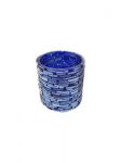 Waxinehouder cilinder reepjes glas mozaiek blauw klein